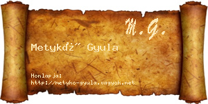 Metykó Gyula névjegykártya